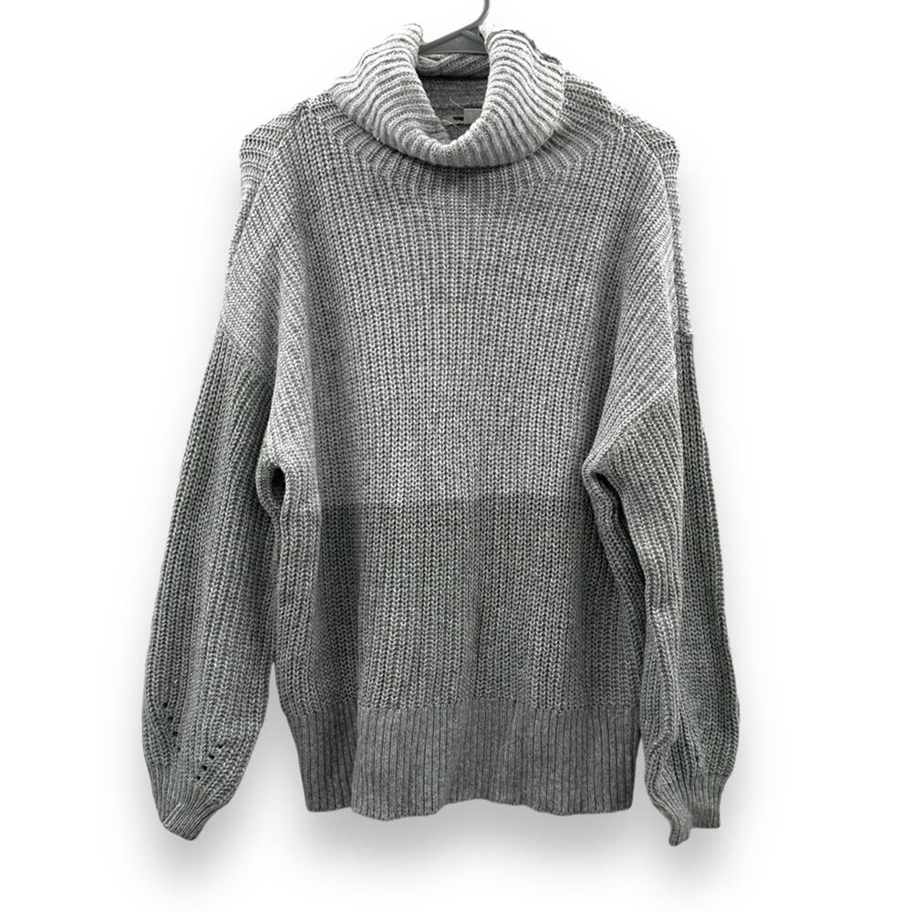 American Eagle Chunky Knit Gray Colorblock Long Sleeve Cowl Neck Sweater Sz XXS